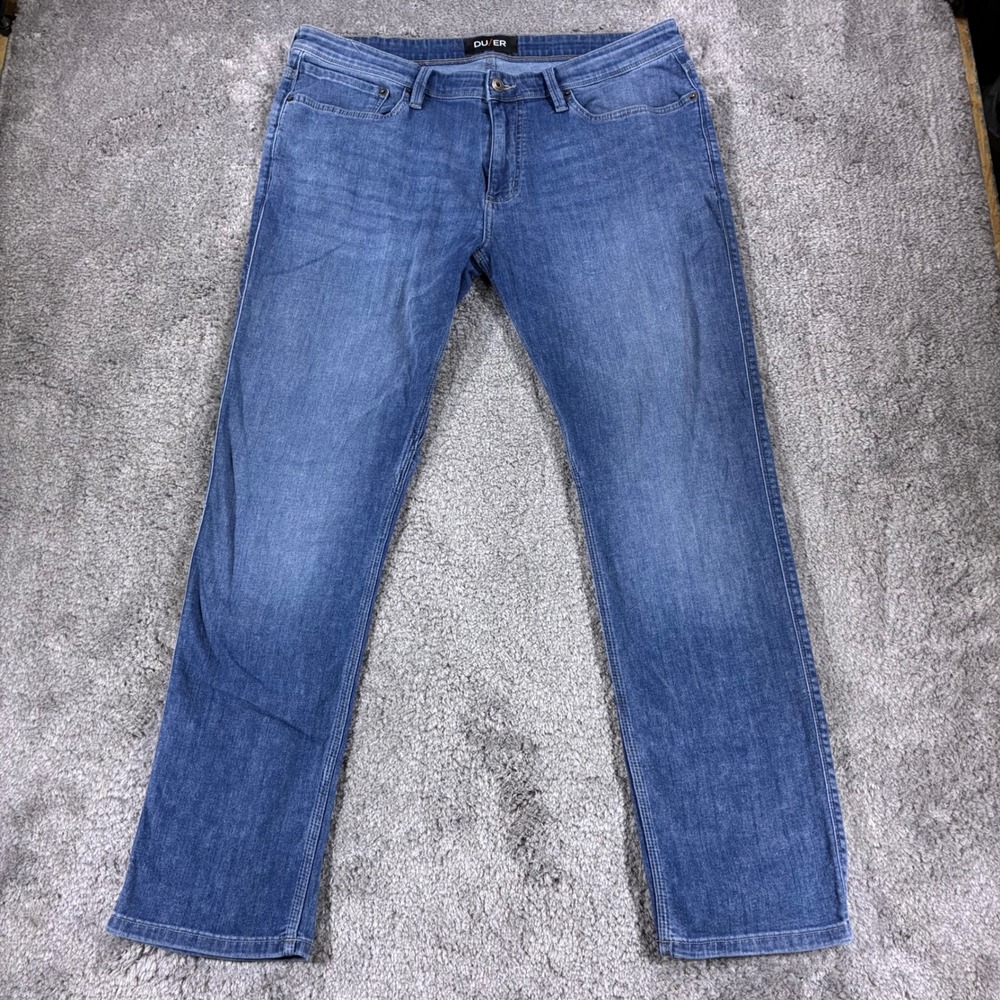 DU/ER Performance Denim Slim Fit Jeans Mens 36x30 Blue Coolmax Stretch Commuter